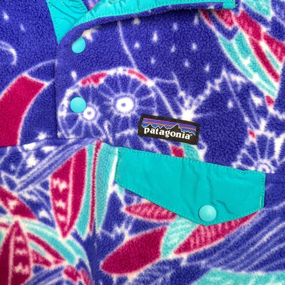 PATAGONIA SYNCHILLA Snap-T Fleece Pullover Harvest Moon Owl Blue Purple {3E29} - Picture 5 of 6
